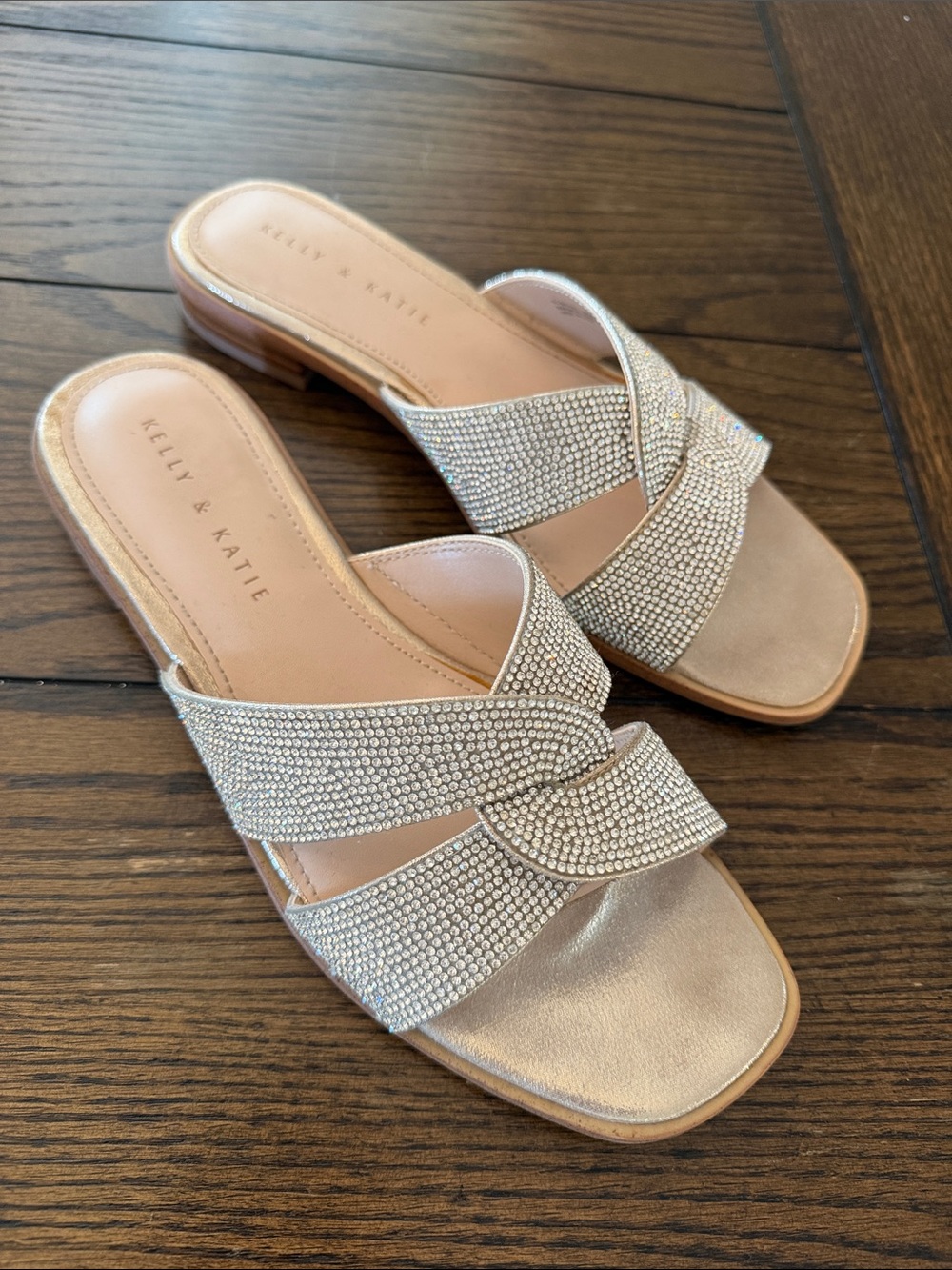 Kelly & Katie Silver Crystal Slide Flats